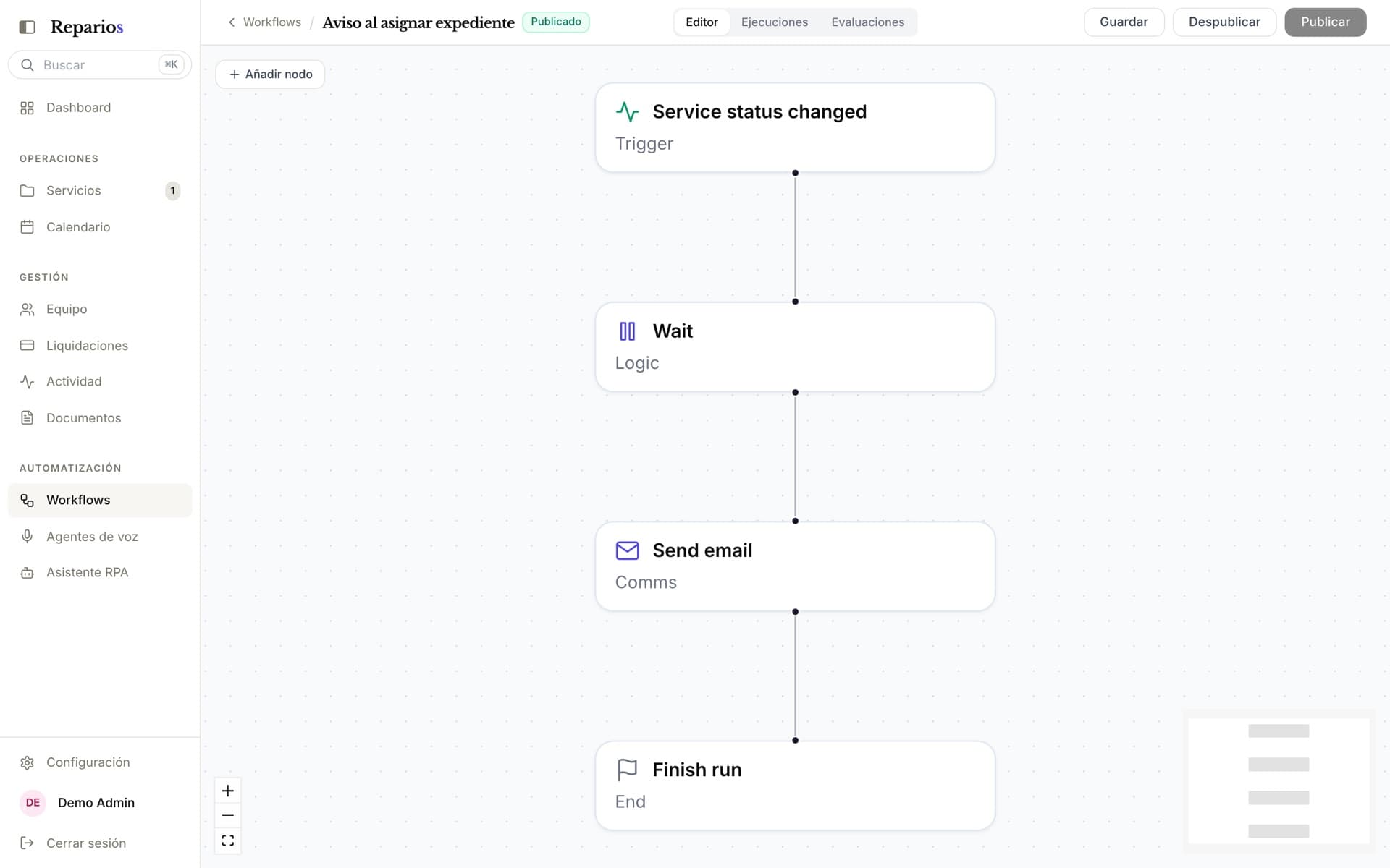 Visual workflow editor